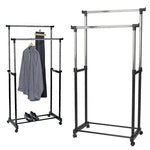 Dviguba drabužių lentyna ant ratukų