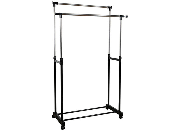 Dviguba drabužių lentyna ant ratukų