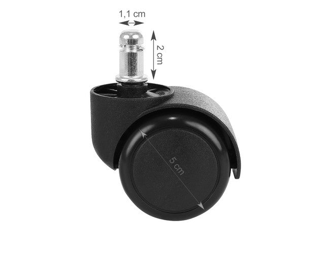 Biuro kėdžių ratai - 5 vnt - juodi