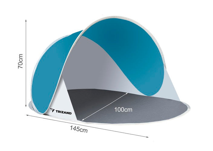 Paplūdimio palapinė 145x100x70cm - turkis - pilka