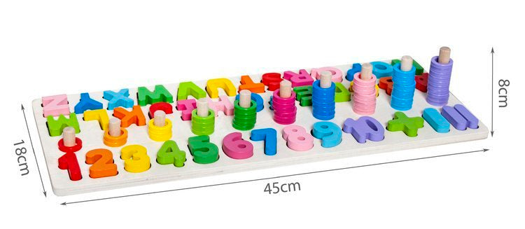 Medinė abėcėlės ir skaičių dėlionė