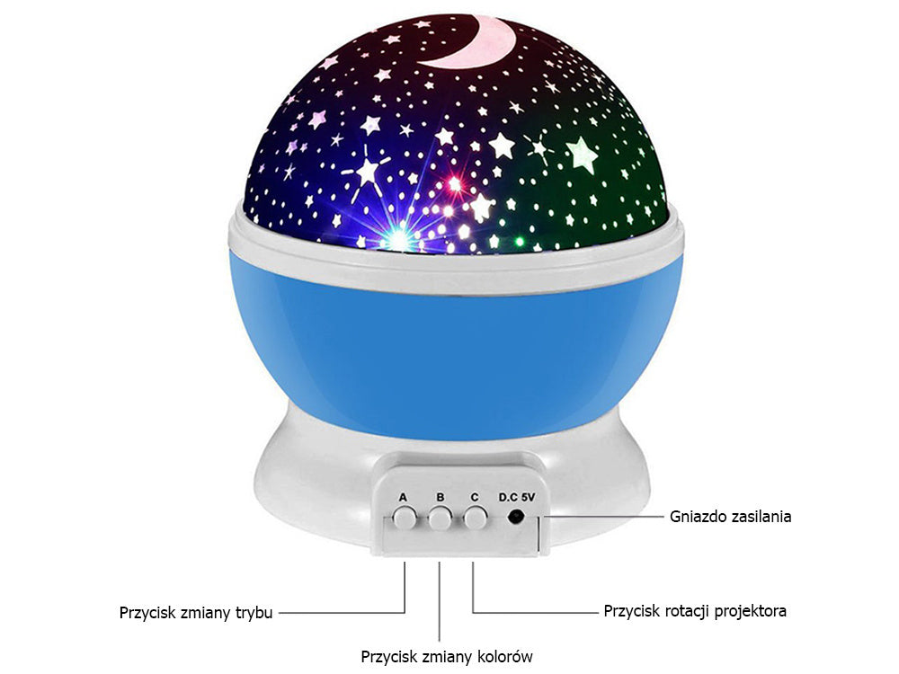 2in1 besisukanti žvaigždėta naktinė lemputė