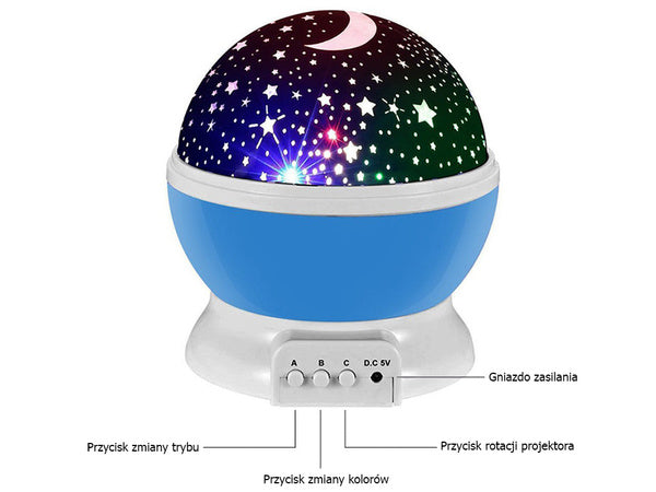 2in1 besisukanti žvaigždėta naktinė lemputė