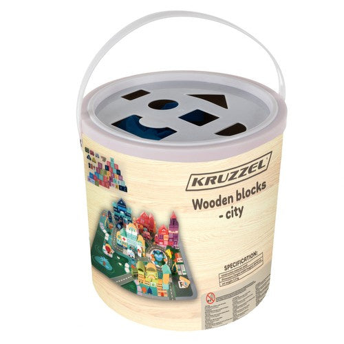 Medinės kaladėlės - miesto 100 vnt. Kruzelis 19159 m