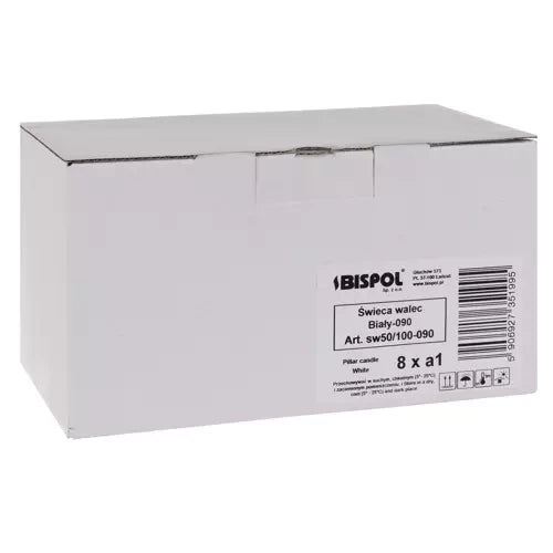 Balta cilindrinė žvakė - rinkinyje 8 vnt.
