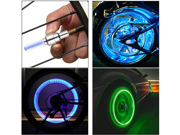 Šviečiantis dviračio vožtuvas vienam ratui 2 vnt.