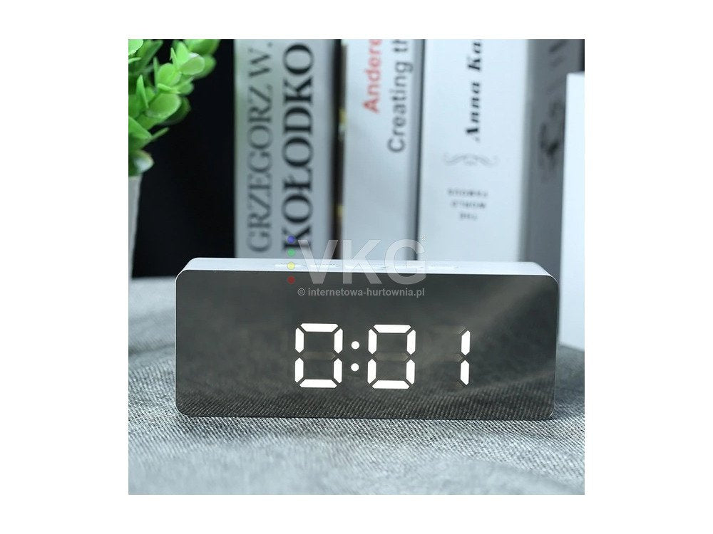 Led žadintuvas led laikmatis led veidrodis žadintuvas data 4in1