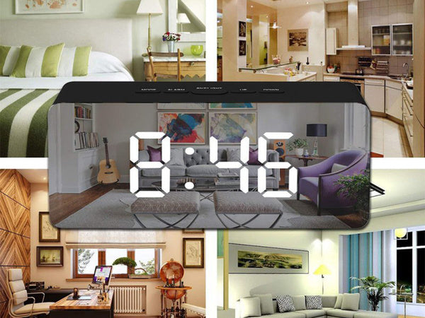 Led žadintuvas led laikmatis led veidrodis žadintuvas data 4in1