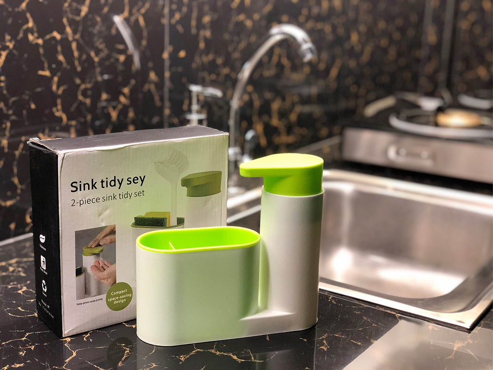 Virtuvės dozatorius organizatorius muilo skystis kempinė