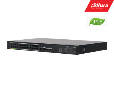 ePoE šakotuvas 100Mbps 24portu+2G uplink + 2SFP, ePoE iki 800m, Hi-PoE
