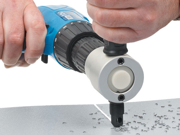 Lakštinio metalo pjovimo priedas žirklės ant grąžto