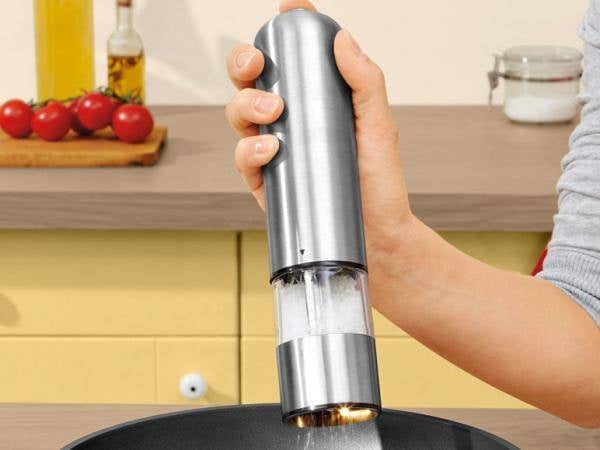 Pipirų malūnėlis druskos prieskonių inox elektrinis