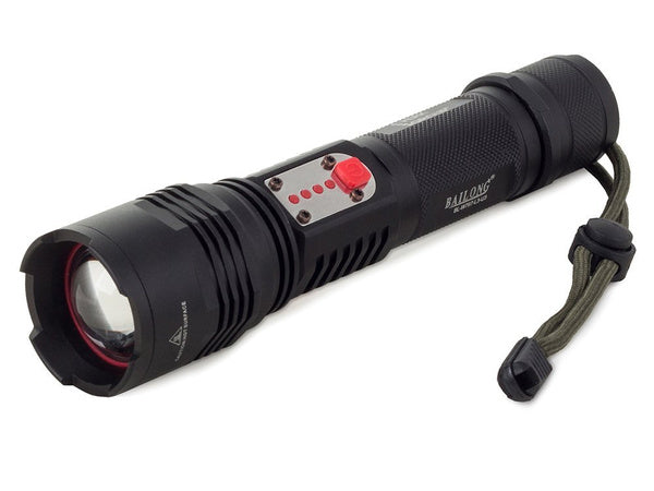 Taktinis žibintuvėlis bailong cree led usb xml-l t6