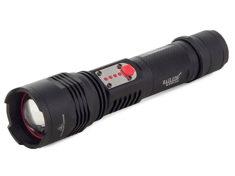 Taktinis žibintuvėlis bailong cree led usb xml-l t6