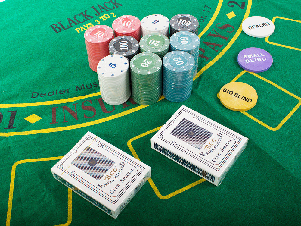 Texas pokerio rinkinys žetonų 200 vnt. Kortų kilimėlis