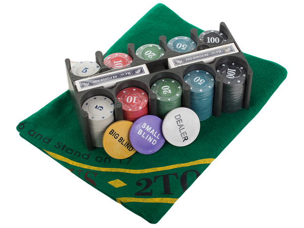 Texas pokerio rinkinys žetonų 200 vnt. Kortų kilimėlis