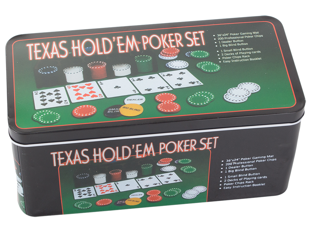 Texas pokerio rinkinys žetonų 200 vnt. Kortų kilimėlis