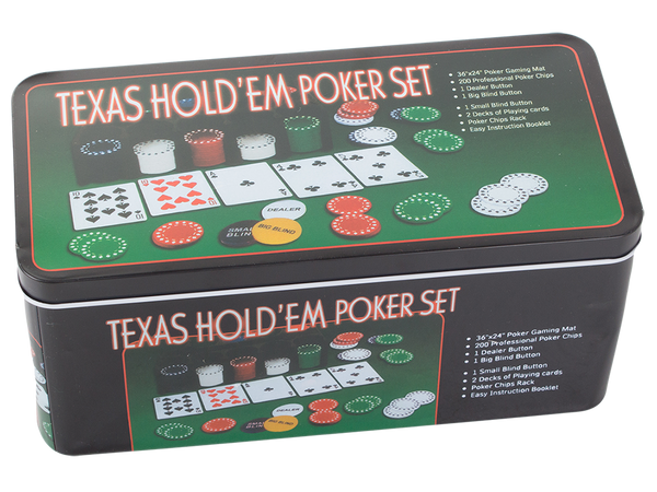 Texas pokerio rinkinys žetonų 200 vnt. Kortų kilimėlis