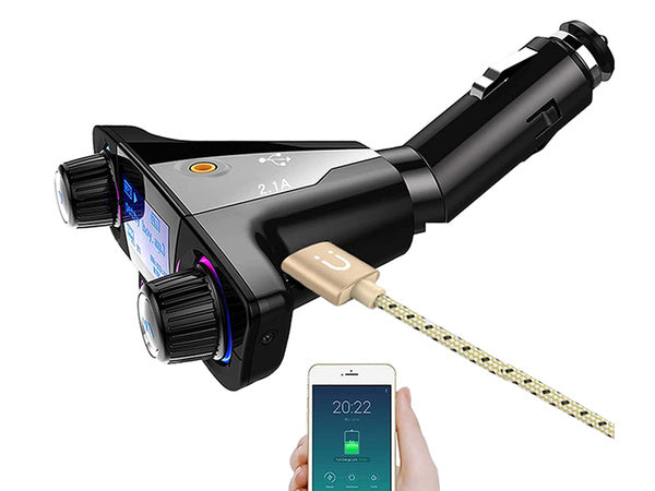 Fm siųstuvas bluetooth usb 5.0 daugiafunkcinis 8in1