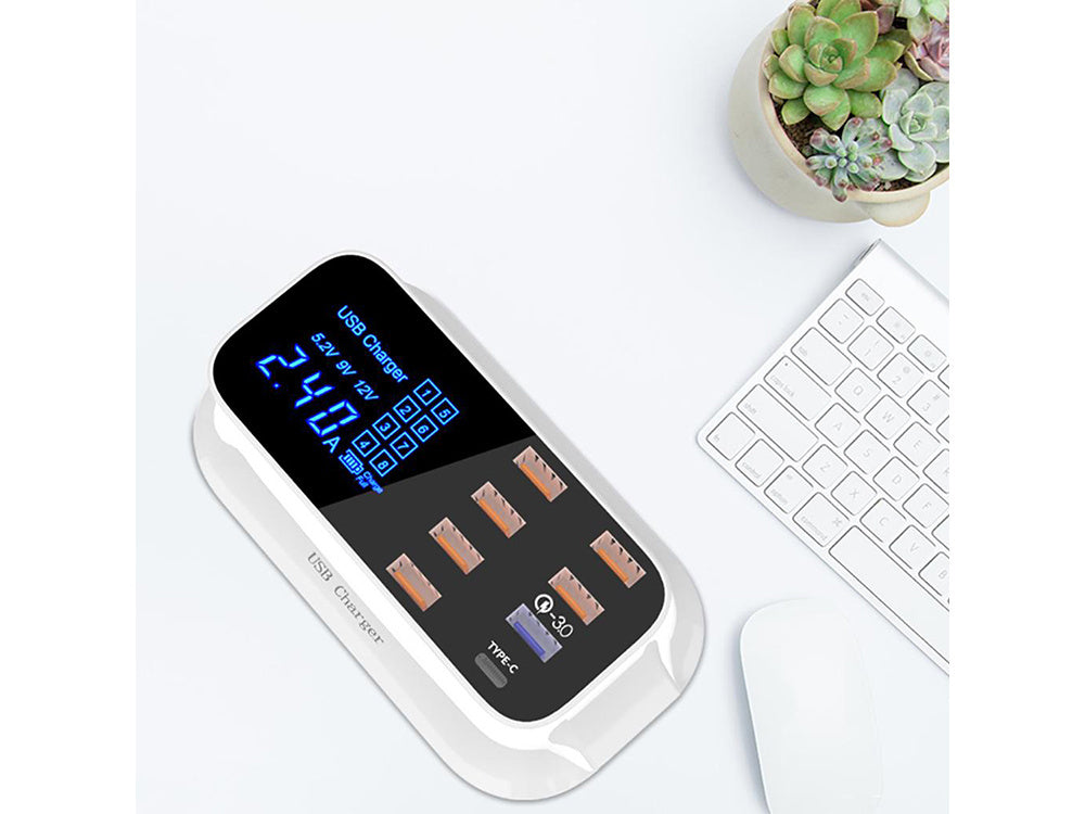 Telefono įkroviklis 8 x usb qc 3.0 type c