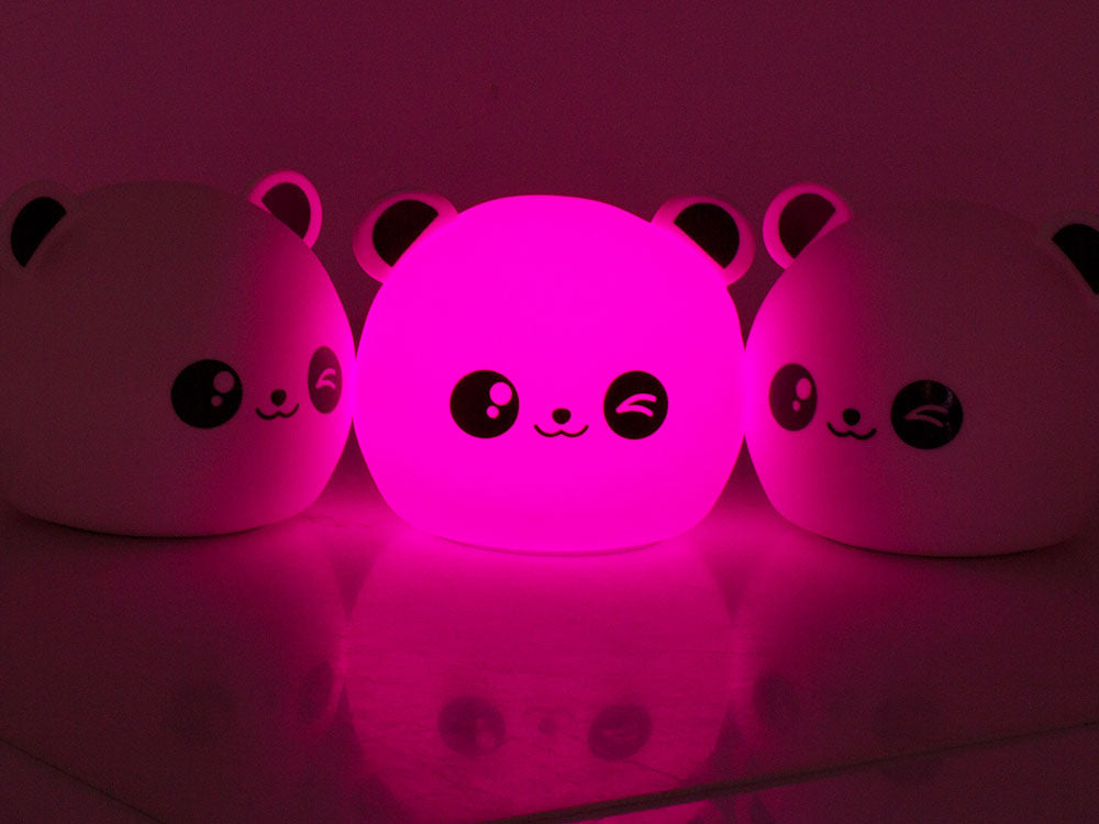 Vaikų naktinė šviesa panda rgb led nuotolinio valdymo pultas usb