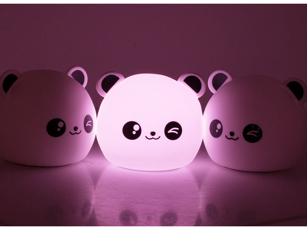 Vaikų naktinė šviesa panda rgb led nuotolinio valdymo pultas usb