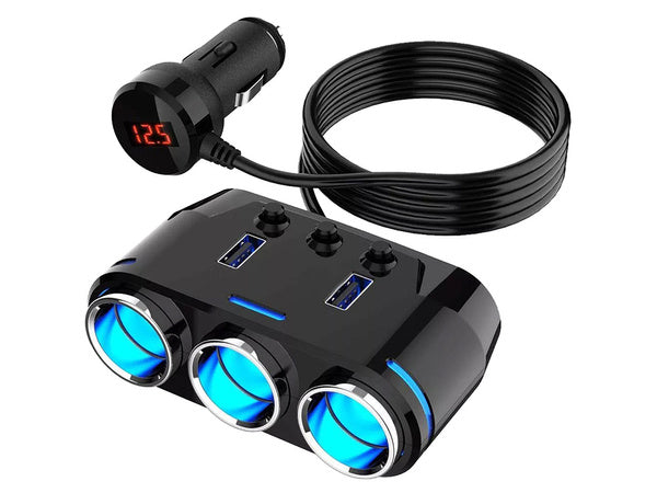 Cigarečių uždegiklio lizdas platintojas 2x usb įkroviklis