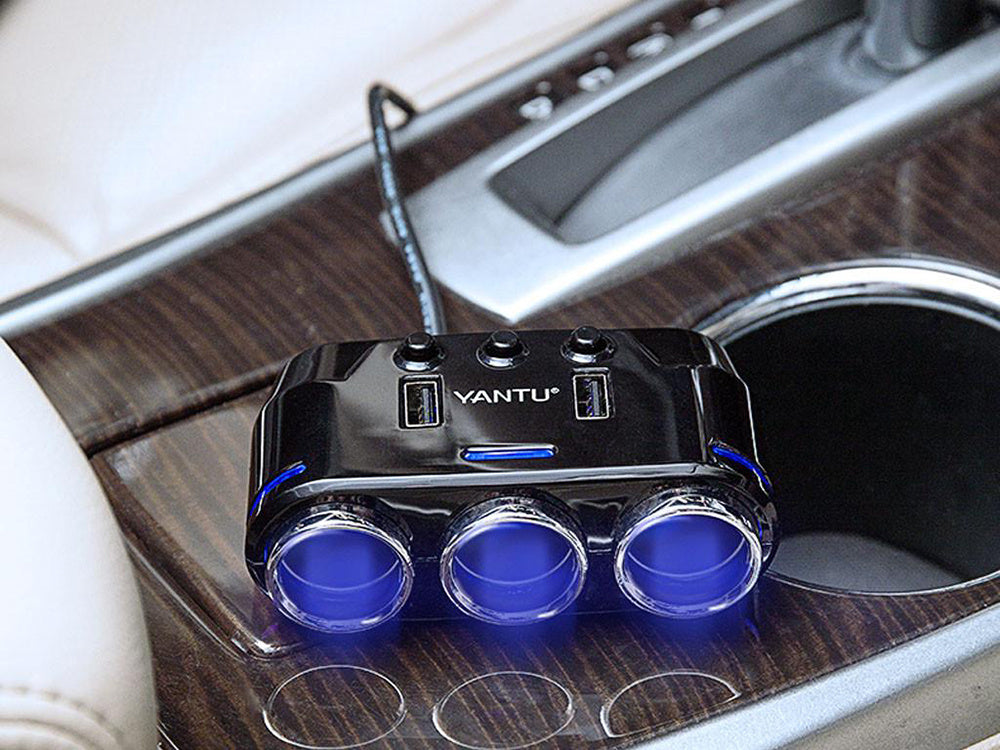 Cigarečių uždegiklio lizdas platintojas 2x usb įkroviklis