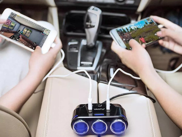 Cigarečių uždegiklio lizdas platintojas 2x usb įkroviklis