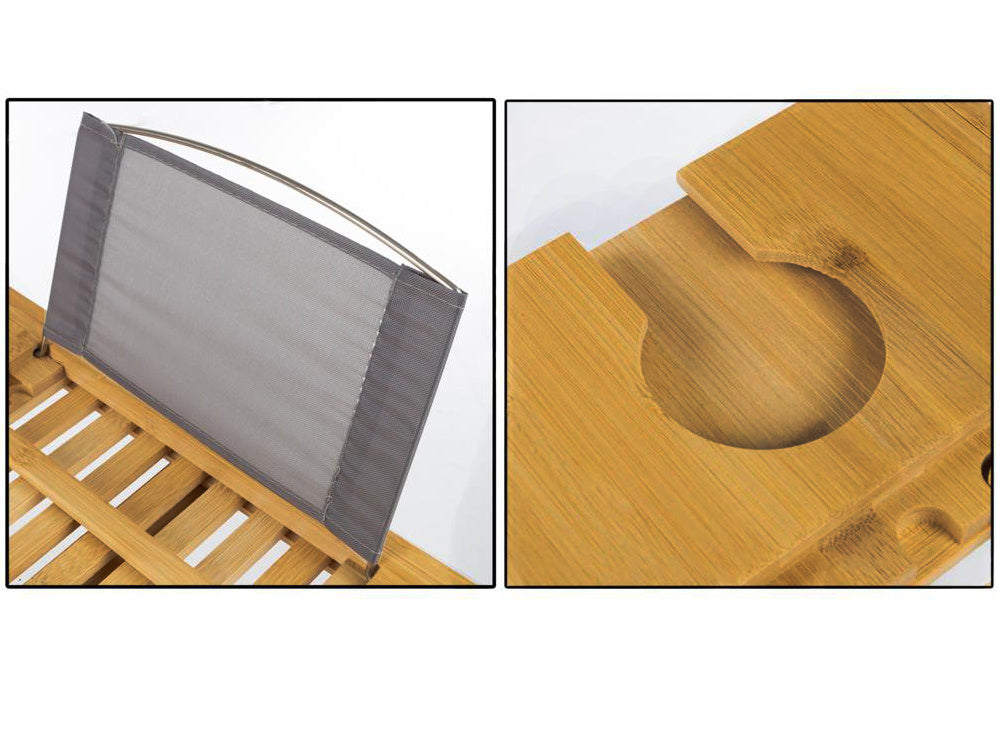 Vonios lentyna reguliuojama didelė bambuko spa perdanga