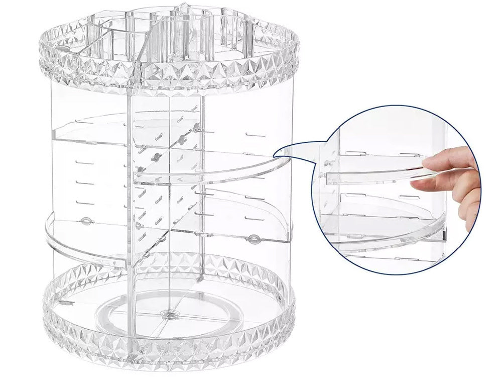 Kosmetikos papuošalų organizatorius, pasukamas 360