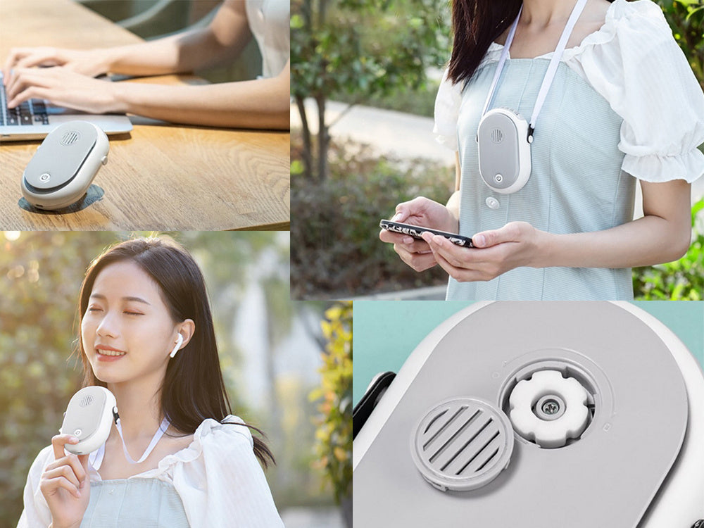 Kaklo ventiliatorius kabantis aromaterapinis ventiliatorius