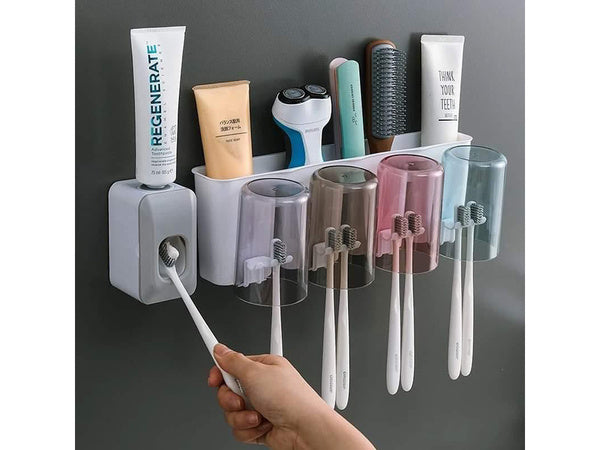 Dantų šepetėlių organizatoriaus puodeliai dantų pastos dozatorius