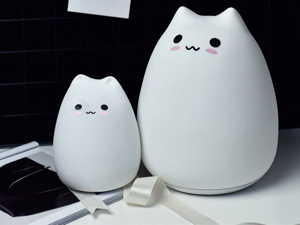 Vadovaujama naktinė šviesa vaikams rgb katė liesti silikonas