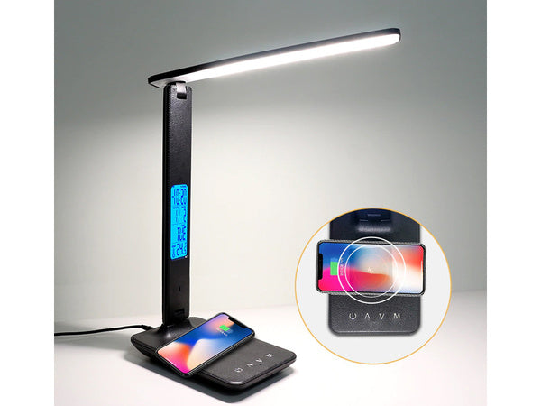 Vadovaujama stalinė lempa mokyklinis usb laikrodis qi įkroviklis