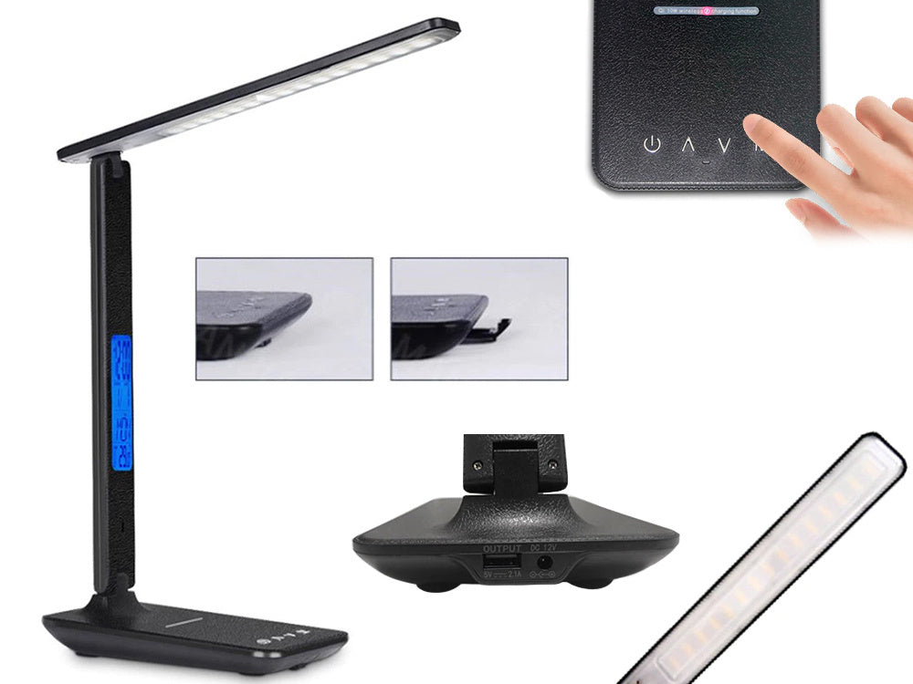 Vadovaujama stalinė lempa mokyklinis usb laikrodis qi įkroviklis