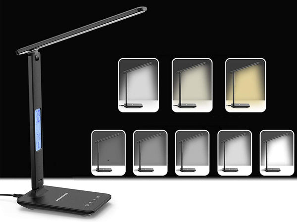 Vadovaujama stalinė lempa mokyklinis usb laikrodis qi įkroviklis