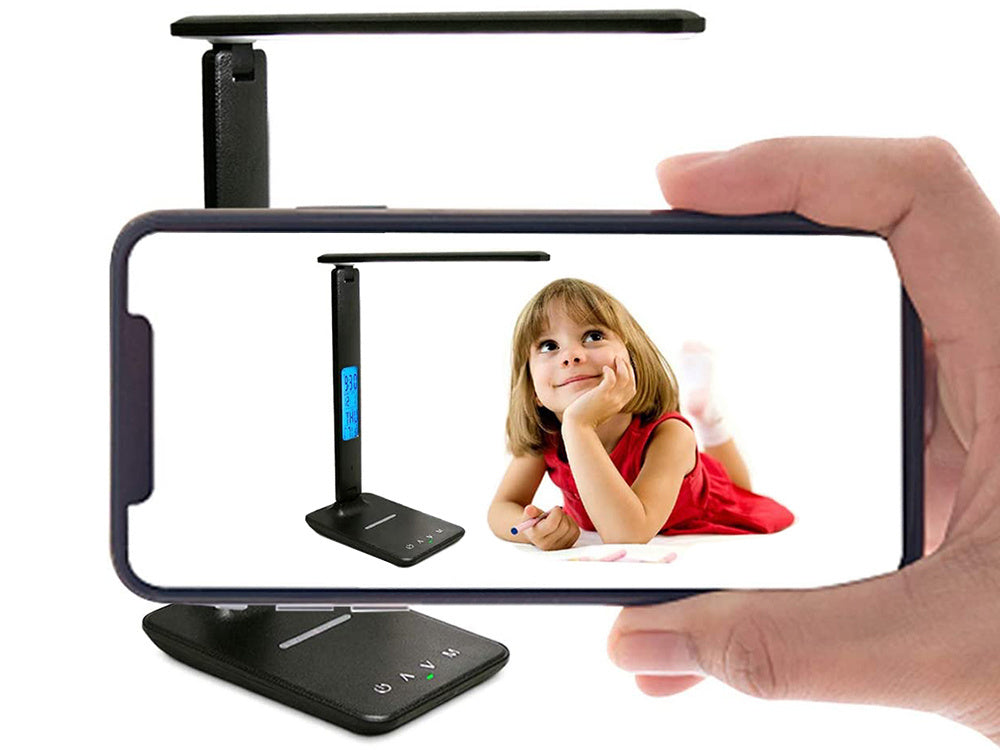 Vadovaujama stalinė lempa mokyklinis usb laikrodis qi įkroviklis