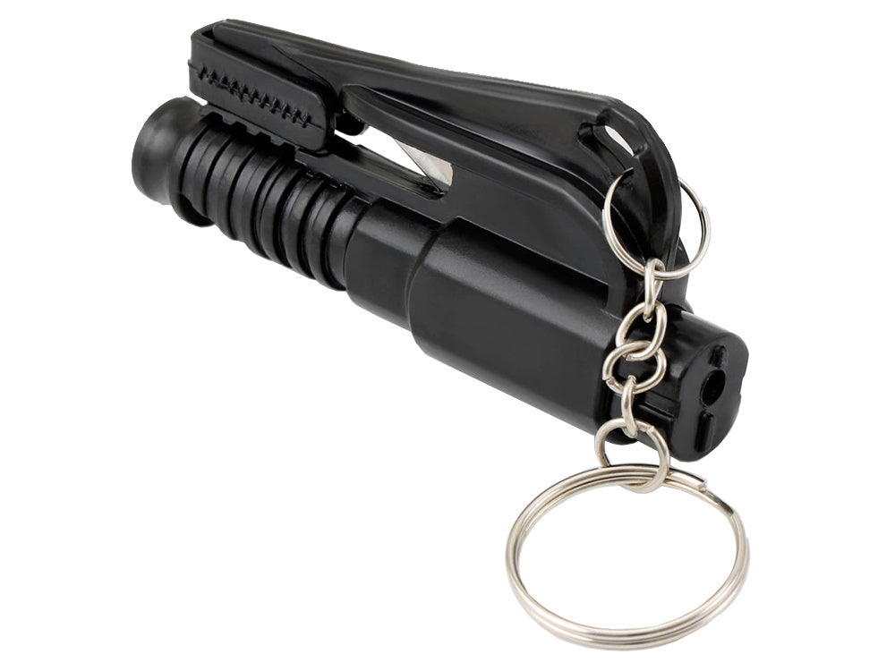 Gyvybės apsaugos plaktukas, raktų žiedas, peilis