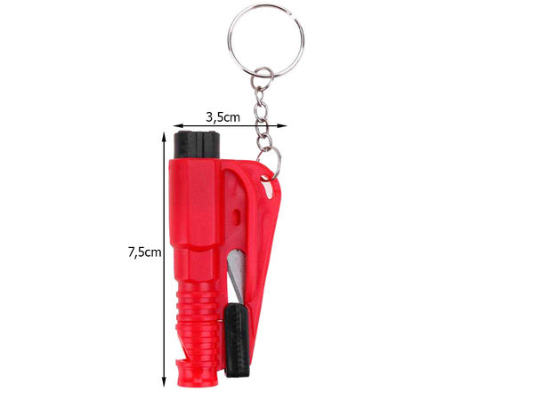 Gyvybės apsaugos plaktukas, raktų žiedas, peilis