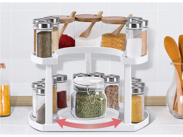 Šiukšliadėžės organizatorius prieskonių stovas sukiojamas