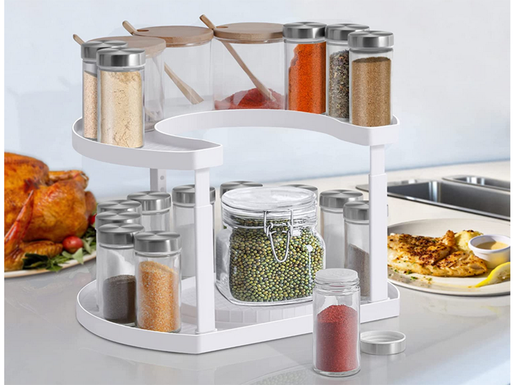 Šiukšliadėžės organizatorius prieskonių stovas sukiojamas