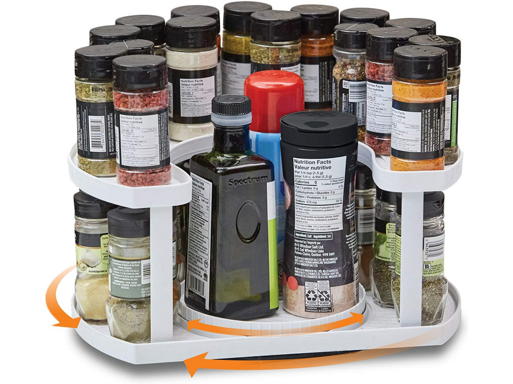 Šiukšliadėžės organizatorius prieskonių stovas sukiojamas