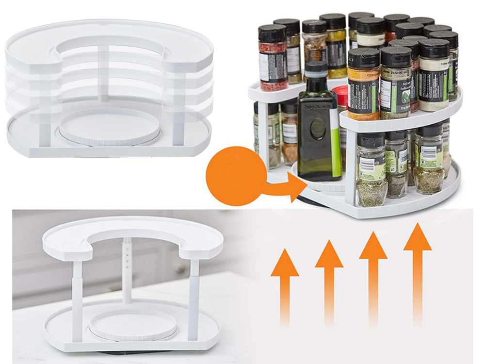 Šiukšliadėžės organizatorius prieskonių stovas sukiojamas