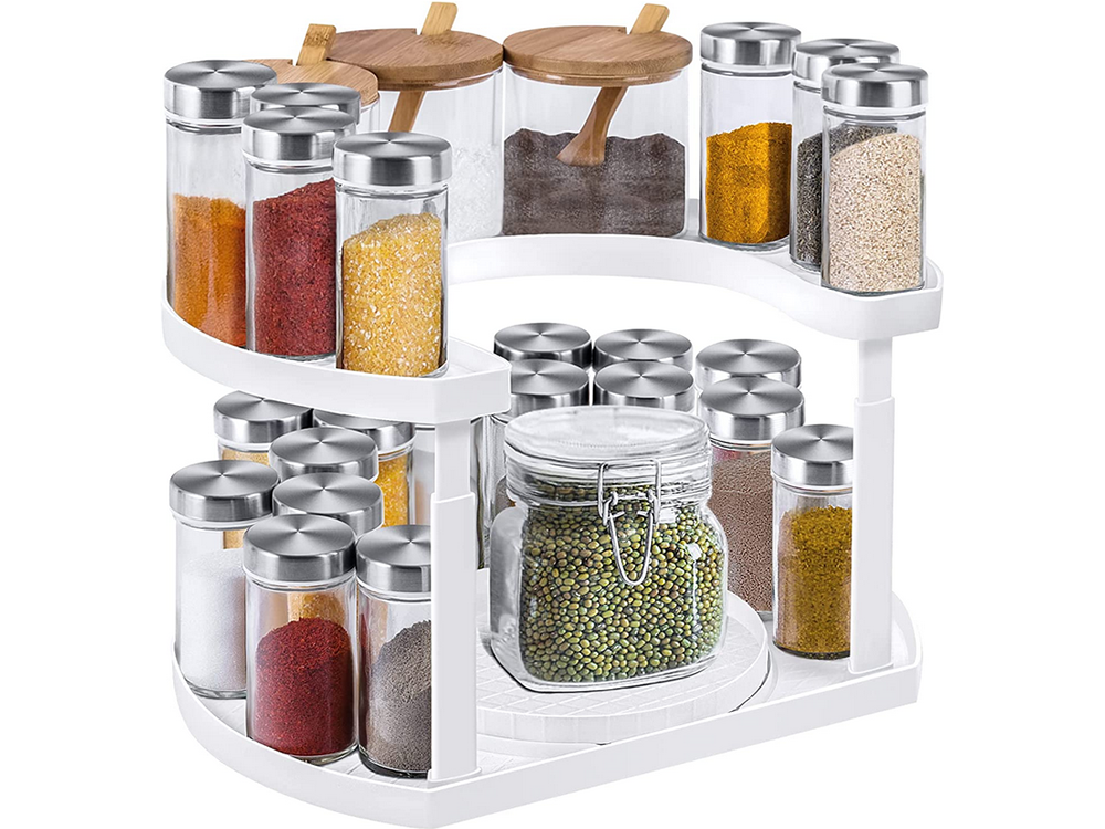 Šiukšliadėžės organizatorius prieskonių stovas sukiojamas