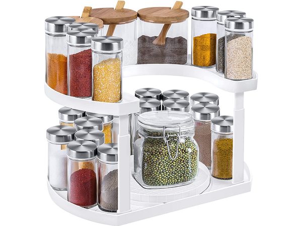 Šiukšliadėžės organizatorius prieskonių stovas sukiojamas