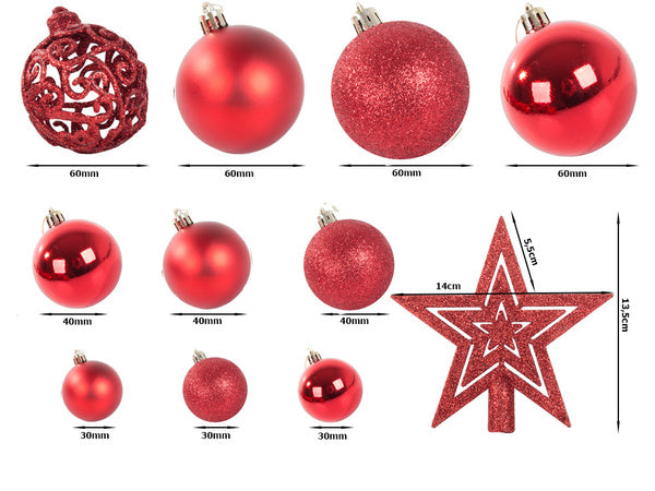 Kalėdų eglutės viršūnės 6/4/3 cm kit 100 vnt., Raudona, Szín, Piros