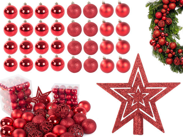 Kalėdų eglutės viršūnės 6/4/3 cm kit 100 vnt., Raudona, Szín, Piros