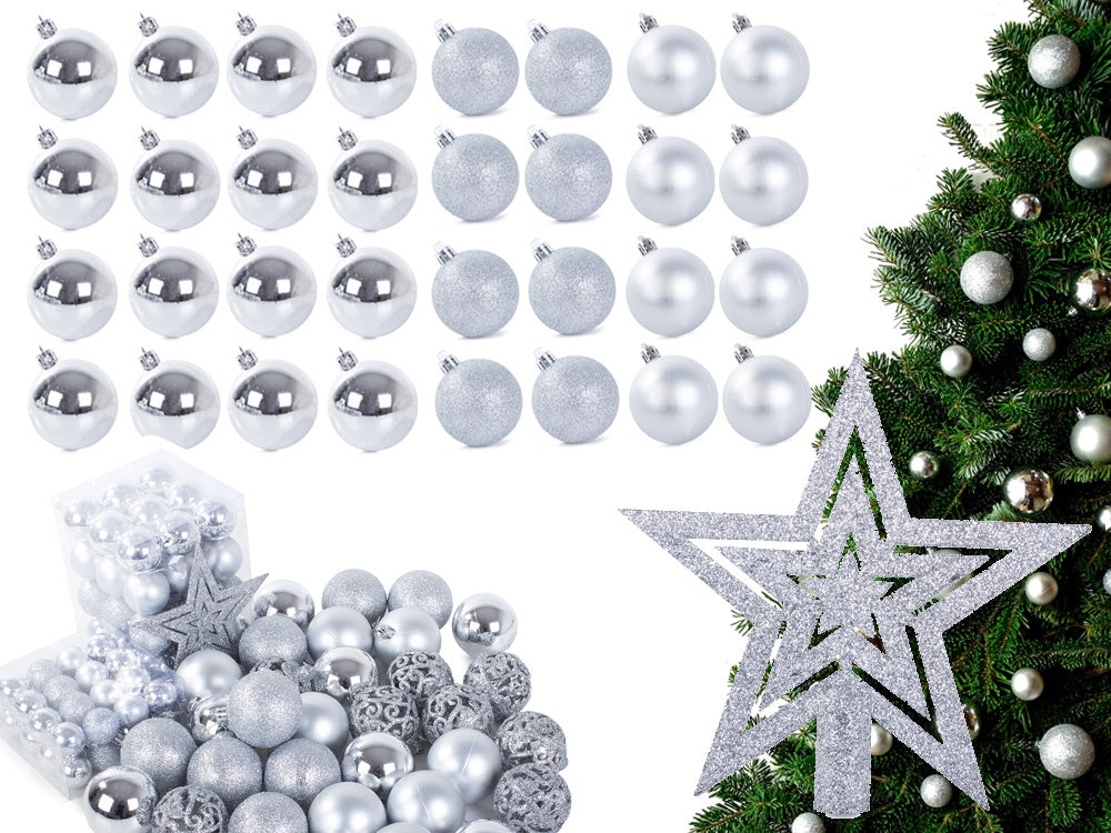Kalėdų eglutės viršūnės 6/4/3 cm kit 100 vnt., Sidabras, Szín, Ezüst