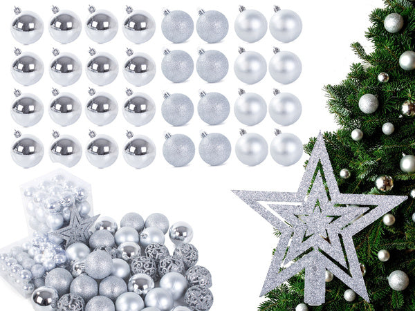 Kalėdų eglutės viršūnės 6/4/3 cm kit 100 vnt., Sidabras, Szín, Ezüst